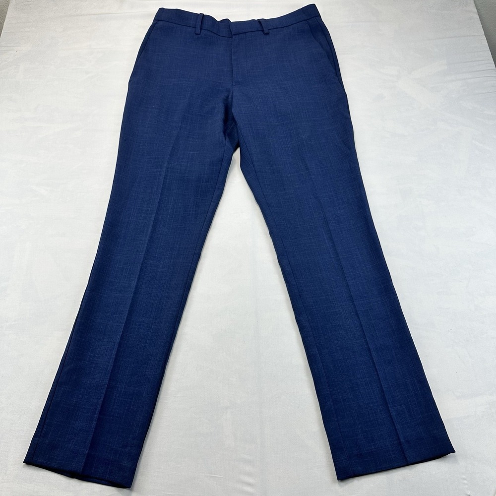 Perry Ellis Portfolio Men's 32x32 Blue Slim Fit Stretch Dress Pants